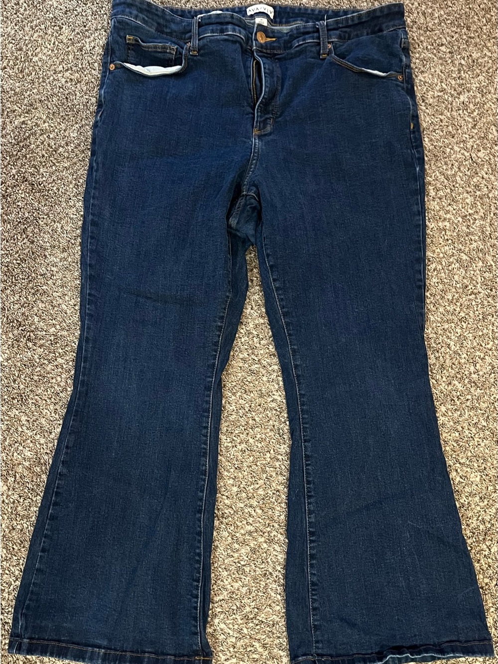 Ava & Viv Plus Size High Rise Flare Dark Blue Jeans